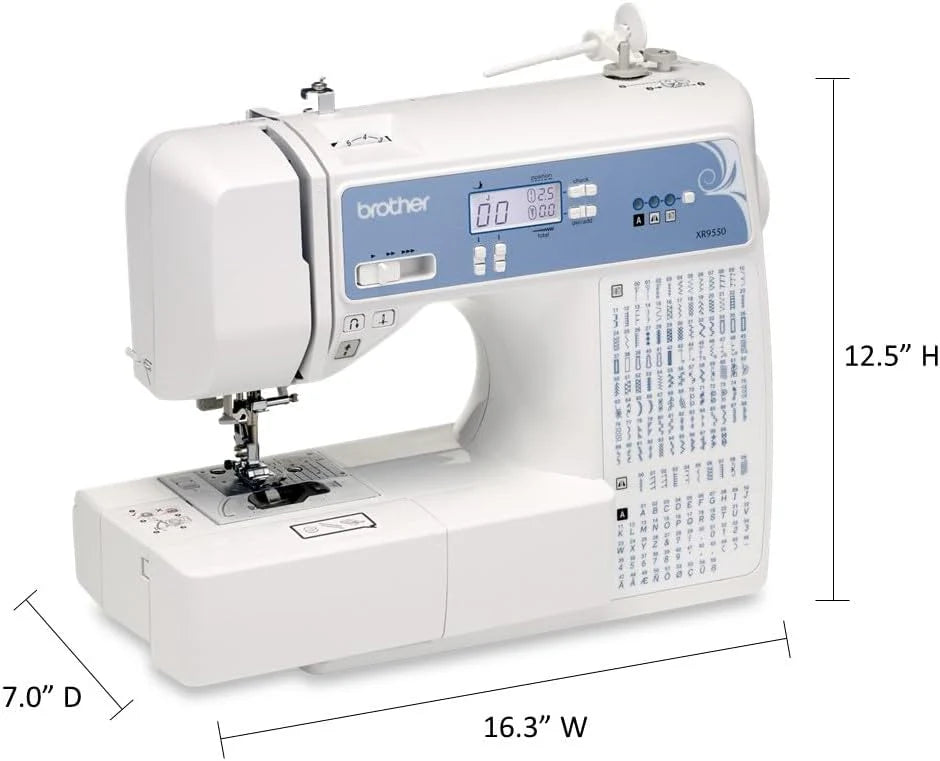 Computerized Sewing and Quilting Machine, 165 Built-in Stitches, LCD Display, Wide Table, 8 Included Presser Feet, White, 20 x 12 x 17 Inches