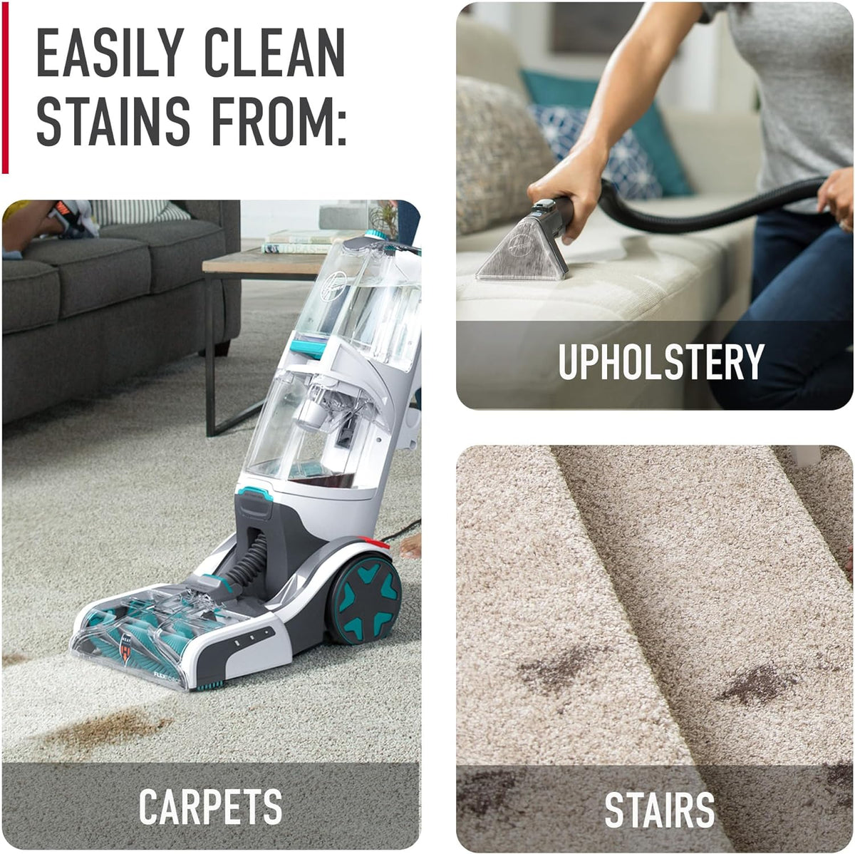 Automatic Carpet Cleaner Machine for Carpet and Upholstery, Deep Cleaning Shampooer, Turquoise