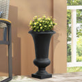 22.75" Tall Handmade Fiber Stone Urn Planter Pot, Decorative Outdoor Garden Flower Container for Patio and Home