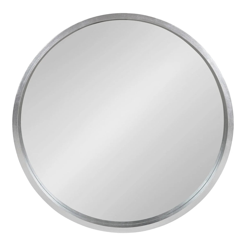 Round Wood Accent Wall Mirror, Modern Decorative Wooden Frame Mirror for Living Room, Bedroom and Entryway