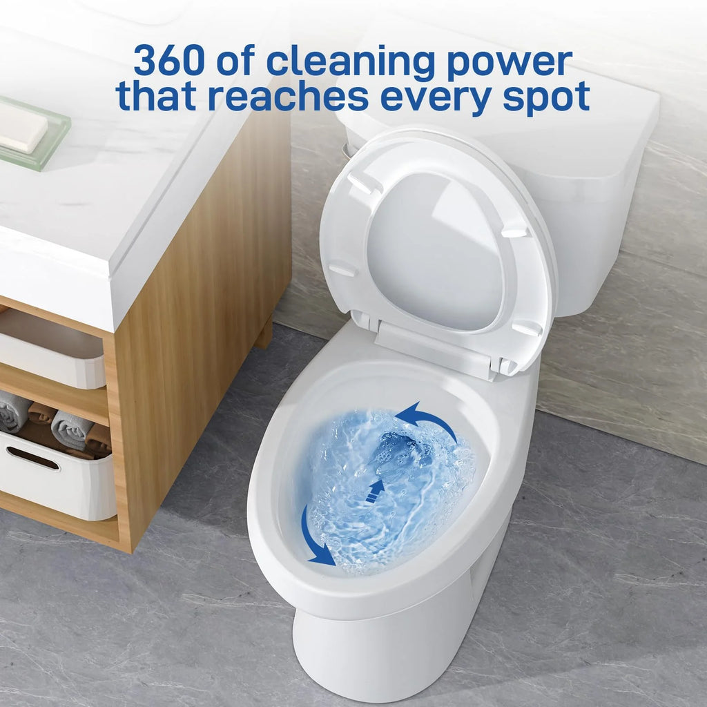 Two-Piece Elongated Toilet with Soft-Close Seat, 1.28 GPF Siphonic Flush, Universal Height, Cotton White