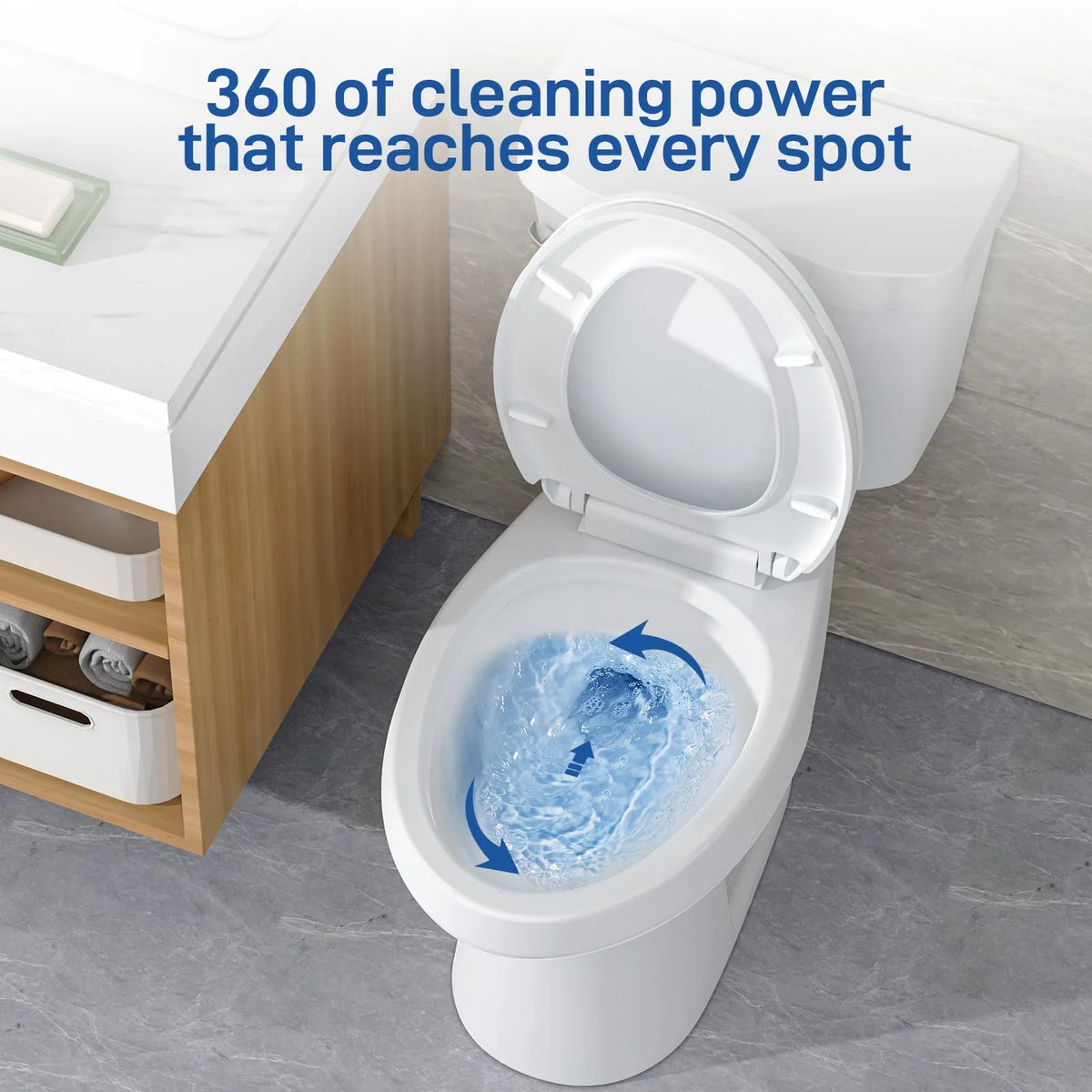 Two-Piece Elongated Toilet with Soft-Close Seat, 1.28 GPF Siphonic Flush, Universal Height, Cotton White