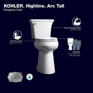 Extra-Tall Elongated Toilet, 1.28 GPF, White, with Seat