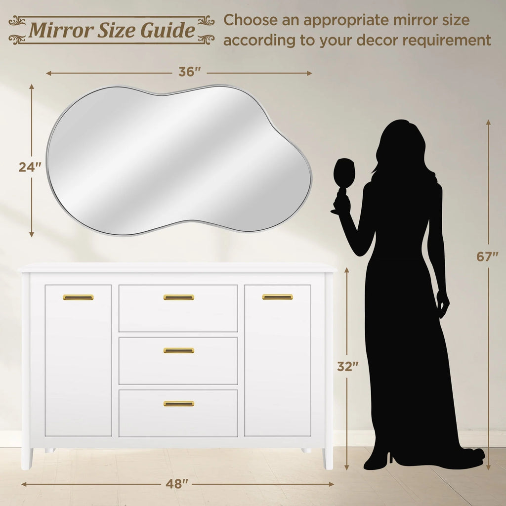 Asymmetrical Irregular Wall Mirror, Modern Decorative Accent Mirror for Living Room, Bedroom and Entryway