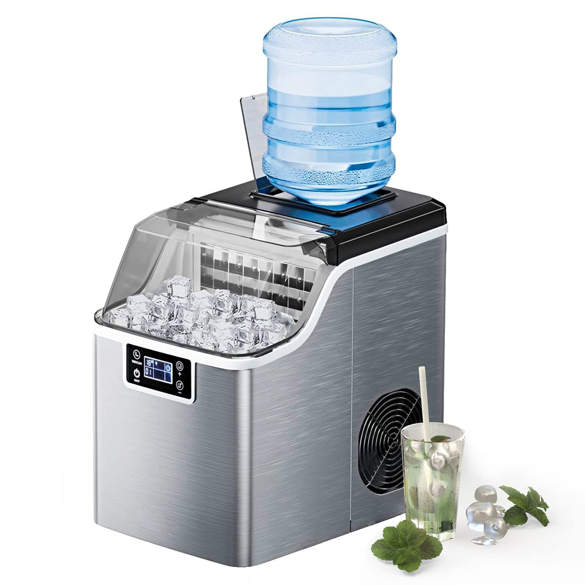 Countertop Ice Maker – 45Lbs/24H, 24 Pcs in 13 Mins, 2 Water Fill Options
