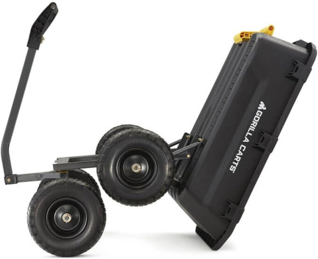 7-Cubic-Foot Poly Dump Garden Cart with No-Flat Tires, 1,200-Lb. Capacity, Black