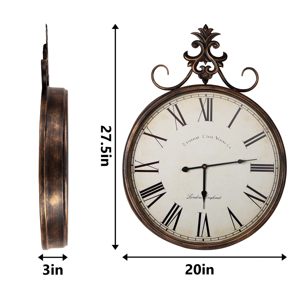 Large Antique Wall Clock, Vintage Decorative Hanging Clock for Living Room, Bedroom and Office
