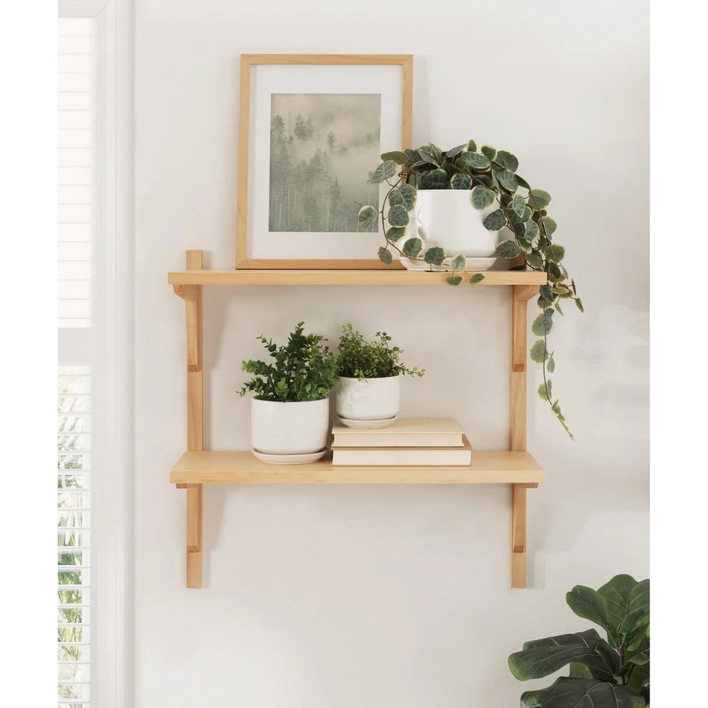 Mid-Century Wall Shelves, 24x8x24 Inch Decorative Wall Mounted Storage and Display Shelving for Home Decor