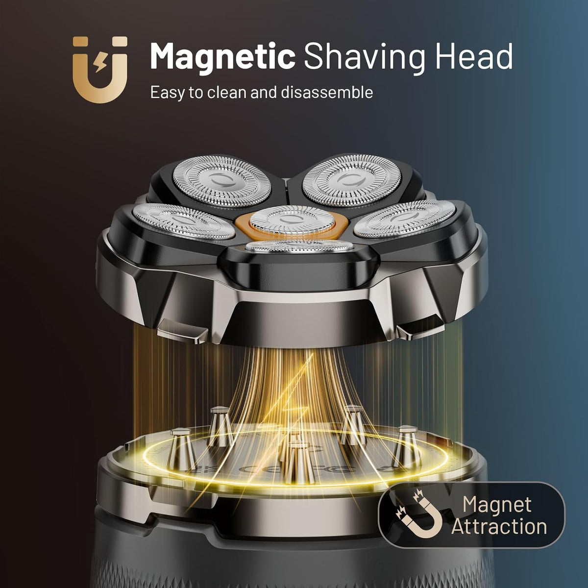 Waterproof Hypoallergenic Head & Face Shaver, Rechargeable Electric Razor for Men’s Scalp and Facial Grooming