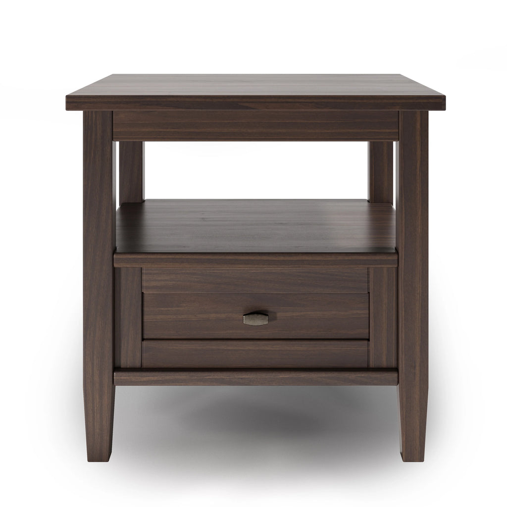 20 Inch Wide Solid Wood Rectangle End Table, Transitional Side Table