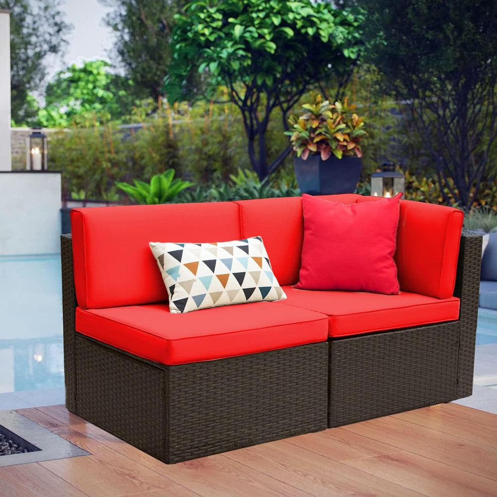 5-Piece All-Weather Patio Furniture Set with Cushions, Outdoor Wicker Conversation Sofa Set for Garden, Deck & Backyard