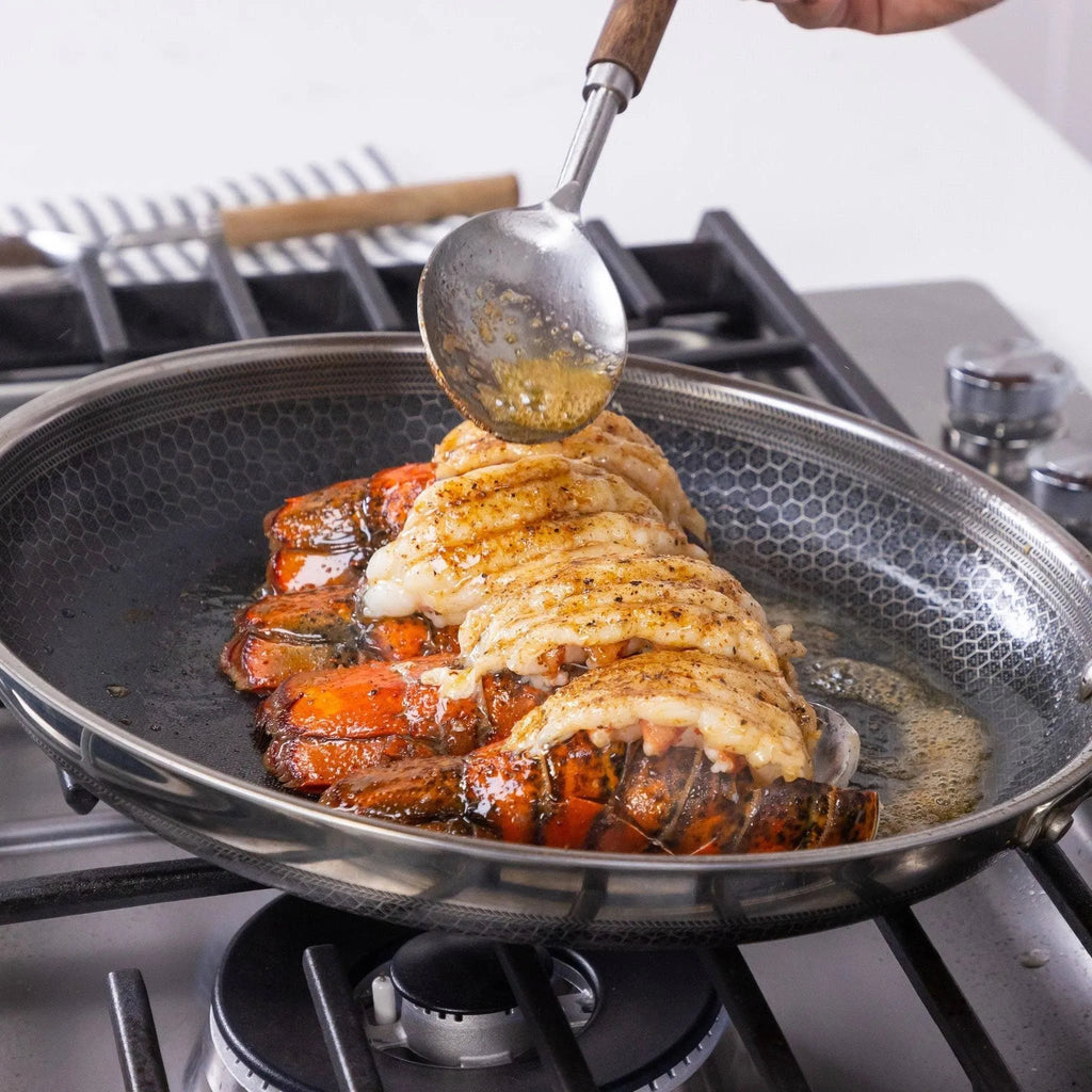 6-Piece Hybrid Stainless Steel Pan Set with Glass Lids, 8-Inch, 10-Inch and 12-Inch, Black