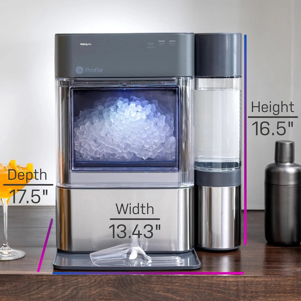 Countertop Nugget Ice Maker with 1-Gallon Water Tank, Makes 38 lbs of Pellet Ice in 24 Hours, WiFi Smart Connectivity, Includes Ice Scoop, Stainless Steel