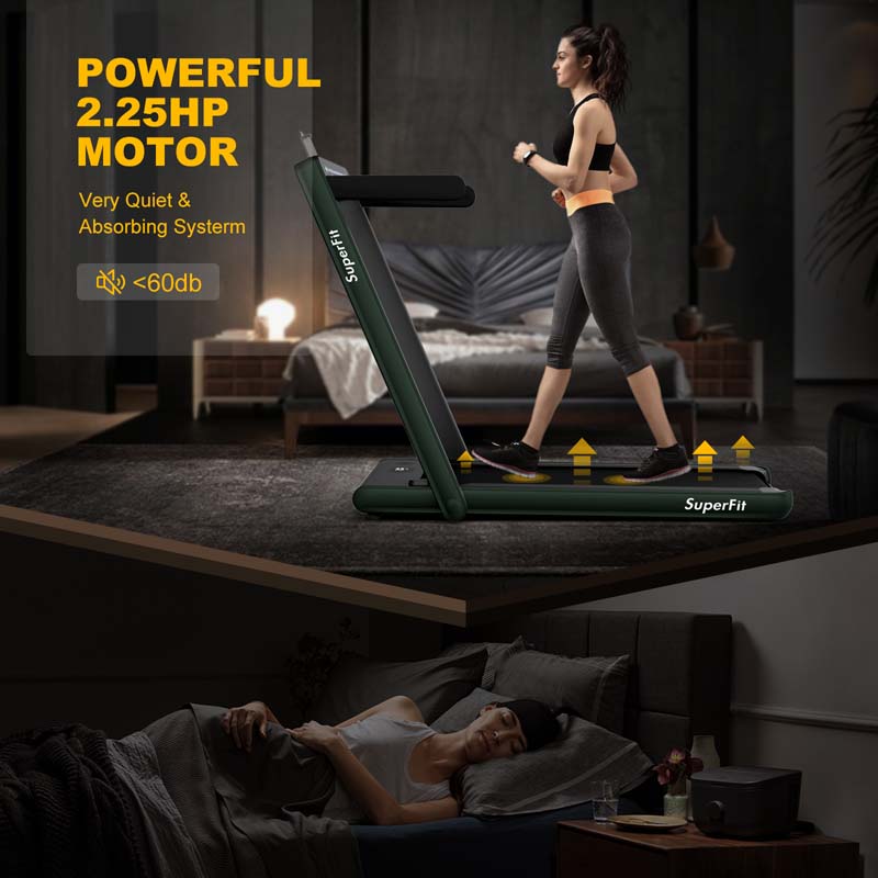 2-in-1 Folding Electric Treadmill, 2.25 HP, Under-Desk, with Dual Display and Smart App Control