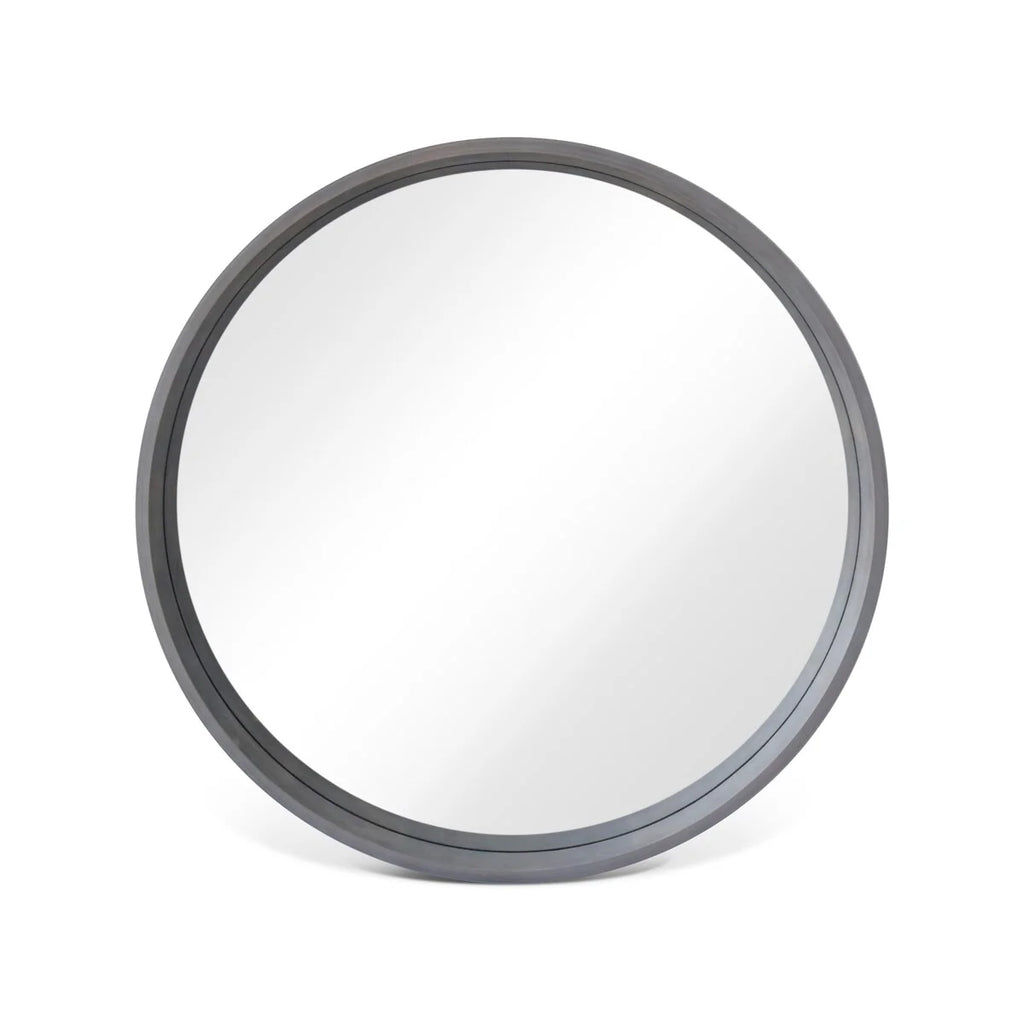 Classic Farmhouse Round Wall Mirror, Wooden Frame Decorative Accent Mirror for Living Room, Bedroom and Entryway