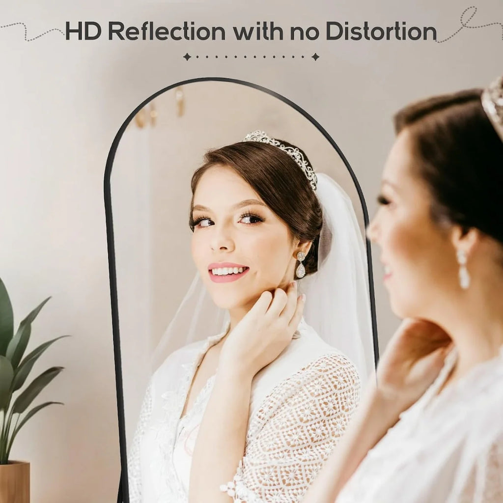 21x64 Arched Full-Length Mirror – Shatter-Proof Glass with Aluminum Alloy Stand