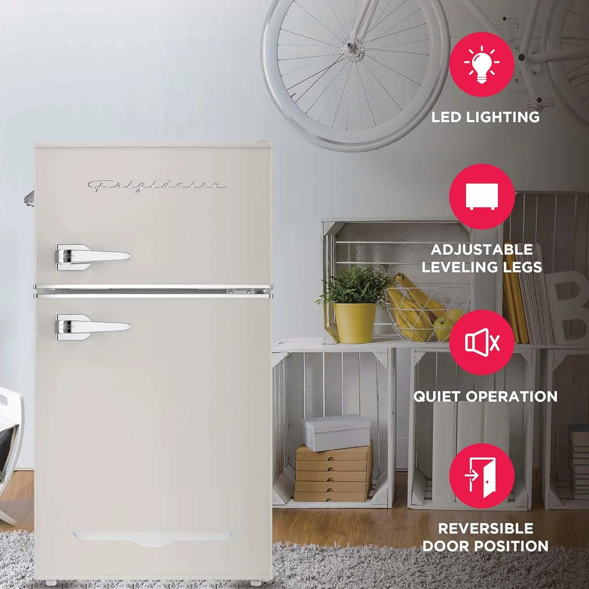 Retro 3.2 Cu Ft Mini Fridge with Freezer – 2-Door Compact Refrigerator with Side Bottle Opener