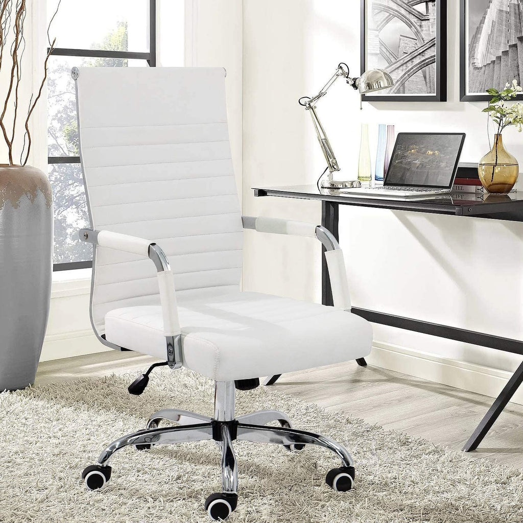 Ergonomic Ribbed Office Chair, Modern Computer Desk Chair with Comfortable Upholstered Seat for Home and Office