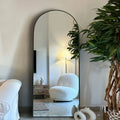 Arched Full Length Wood Floor Mirror, Full Body Standing and Wall Mounted Mirror for Bedroom, Living Room and Home Decor