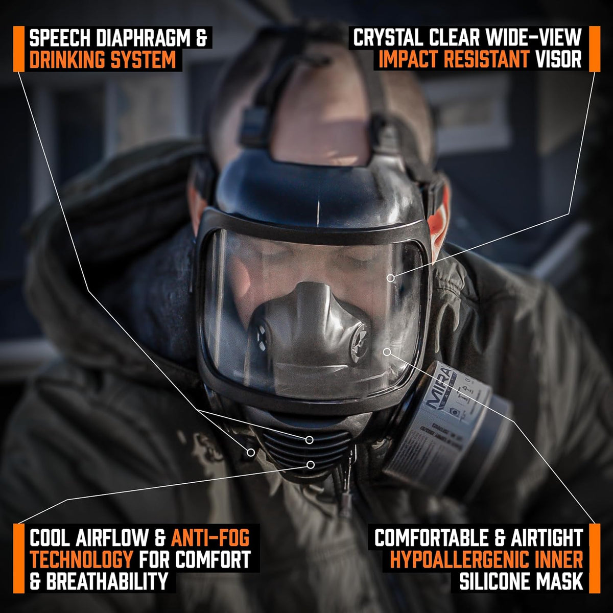 CBRN Full Face Gas Mask with Drinking System