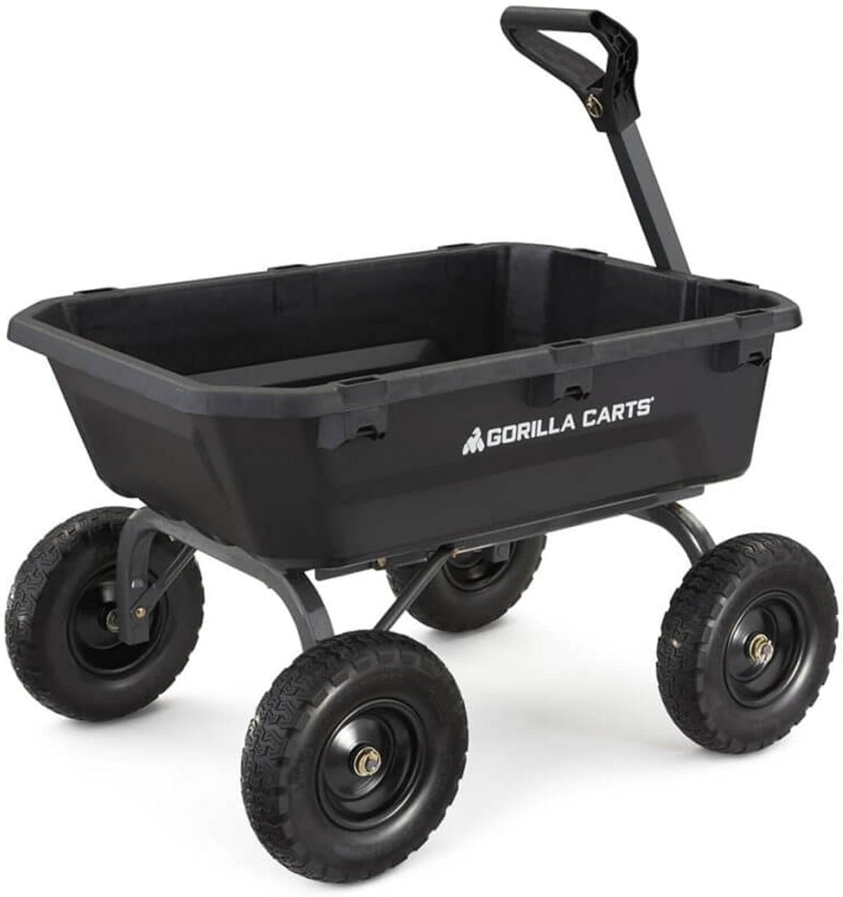 7-Cubic-Foot Poly Dump Garden Cart with No-Flat Tires, 1,200-Lb. Capacity, Black
