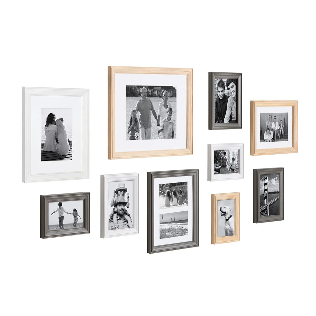 10-Piece Wood Gallery Wall Picture Frame Set, Decorative Photo Display Frames for Living Room, Bedroom and Home Decor
