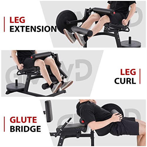 Leg Extension and Leg Curl Machine, Adjustable Lower Body Exercise Bench, Strength Training Equipment for Home Gym and Fitness Workouts