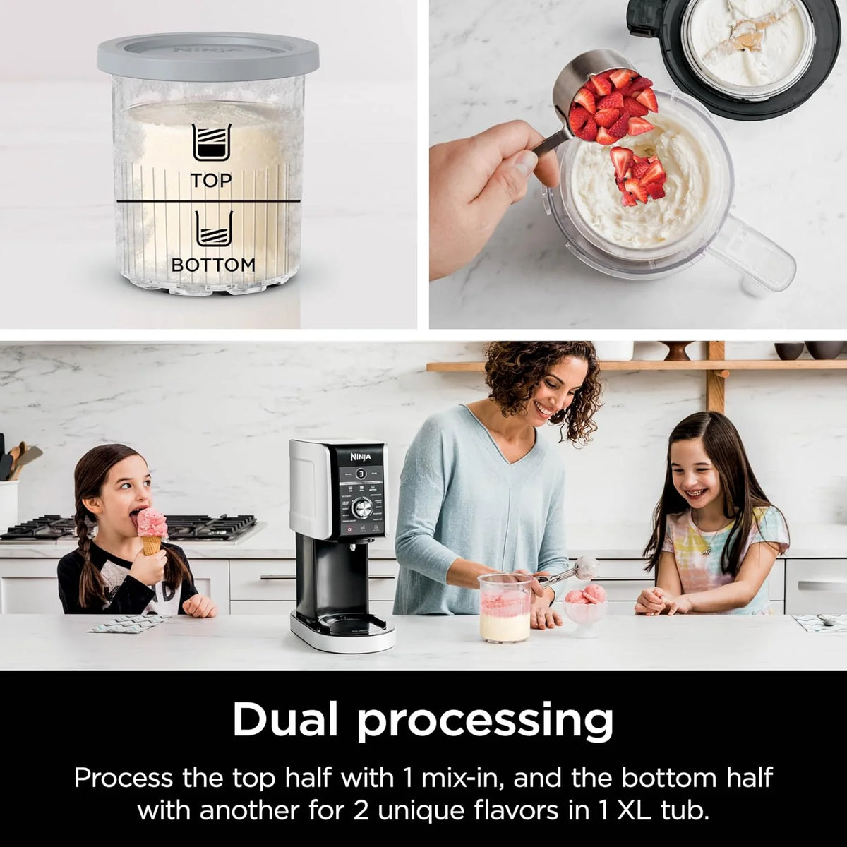 7-in-1 Ice Cream Maker with 2 Pint Containers and Lids, Compact, Silver