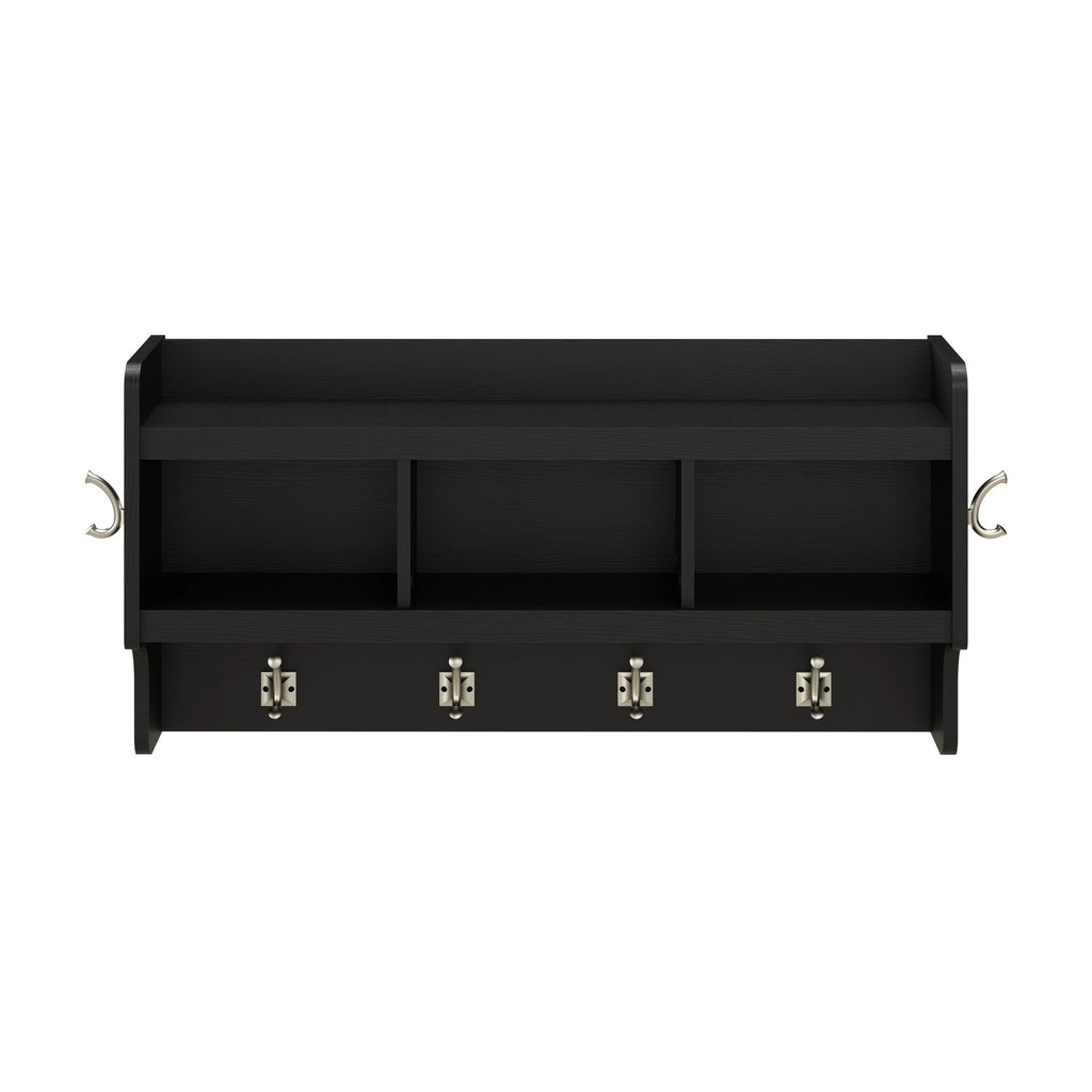 40 Inch Wall Mounted Coat Rack with Shelf, Wooden Entryway Storage and Hanging Organizer