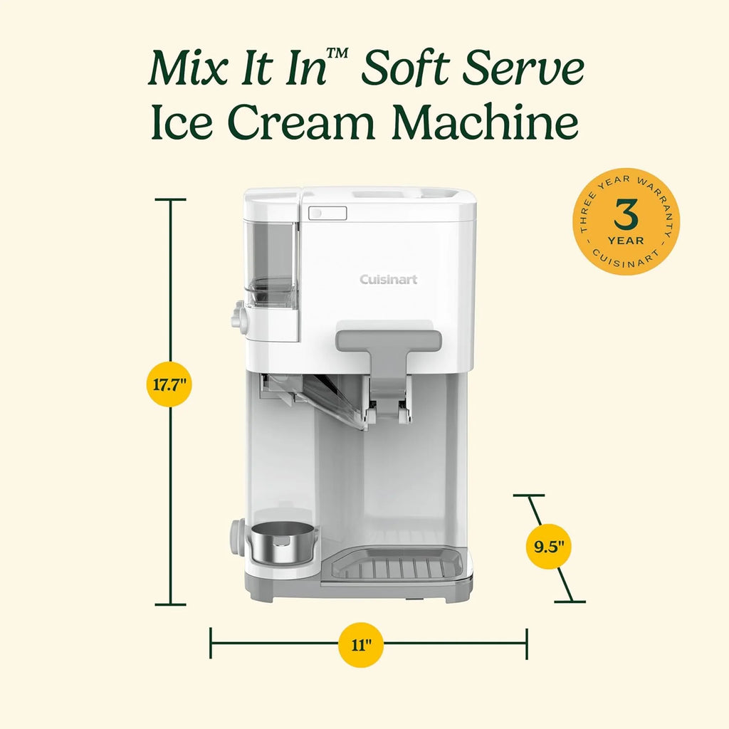 1.5 Qt Soft Serve Ice Cream Machine – 3 Built-In Mix-In Dispensers with Warming Plate