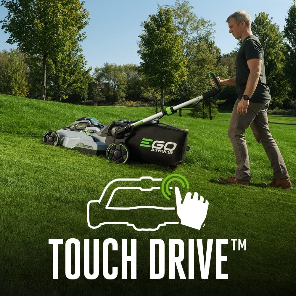 21-Inch 56V Self-Propelled Cordless Lawn Mower with 2 x 4.0Ah Batteries and Rapid Charger, Black