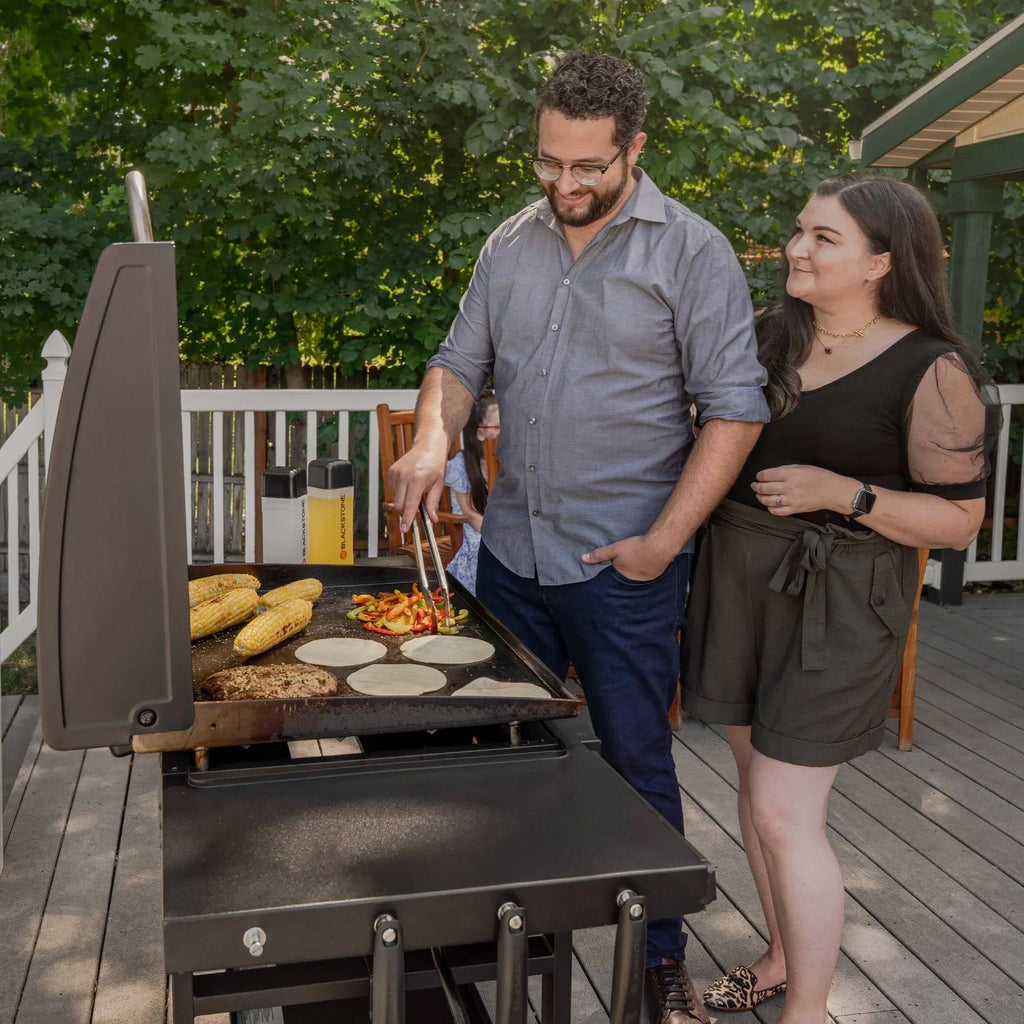 28-Inch XL 3-Burner Griddle with Hood, Black