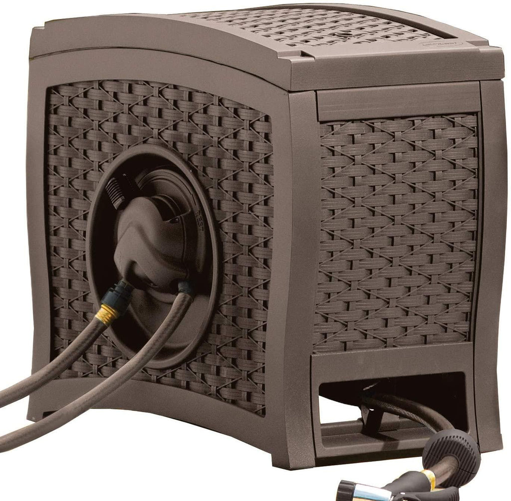 Wicker Garden Hose Reel Lightweight Portable Hands Free Water Powered Retractable Hose Reel