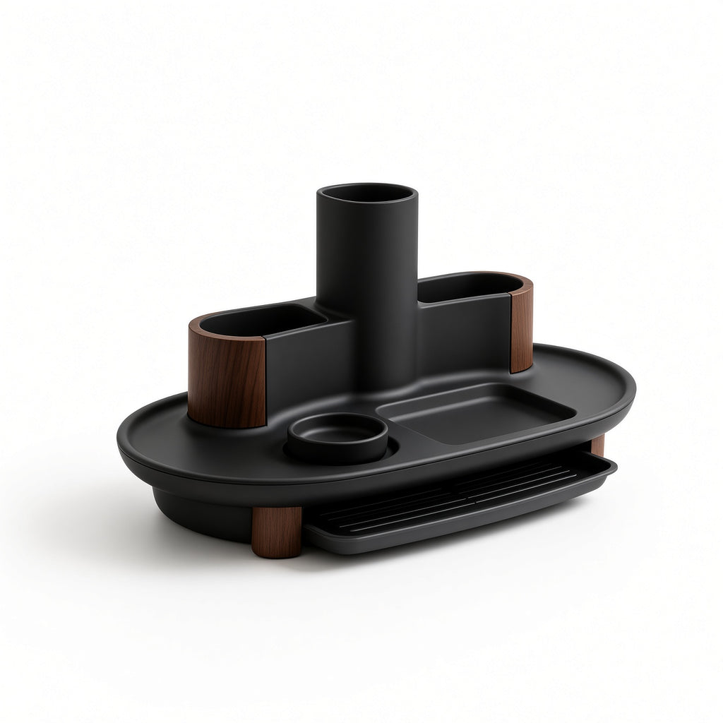Multi-Compartment Utensil Caddy with Drain Drawer