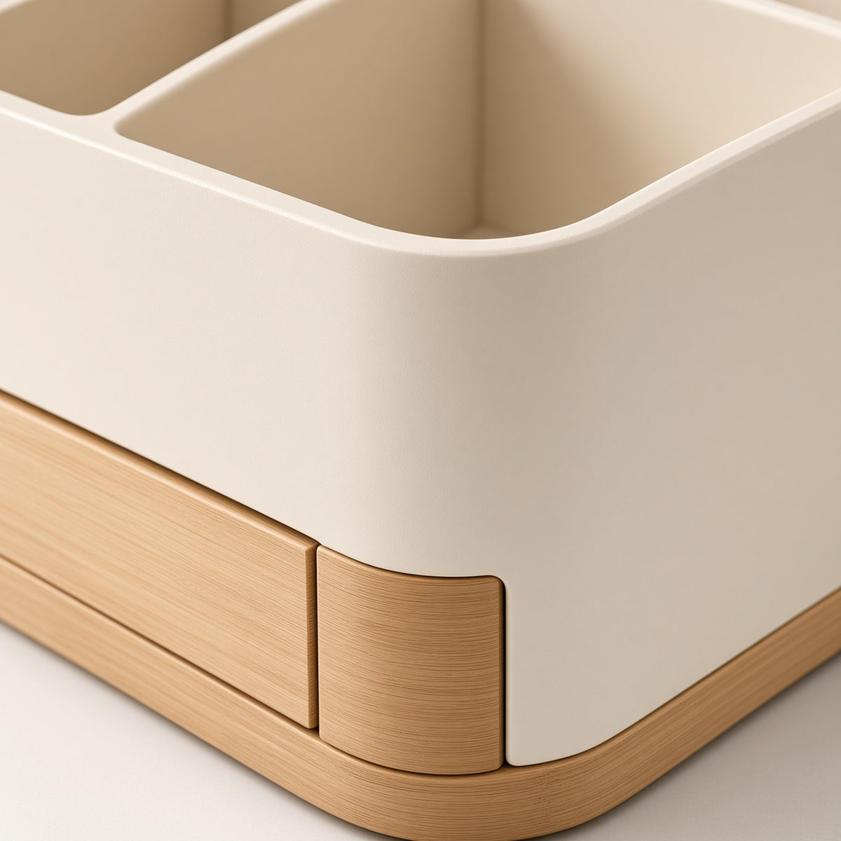 2-Compartment Silverware Holder with Bamboo Drain Drawer