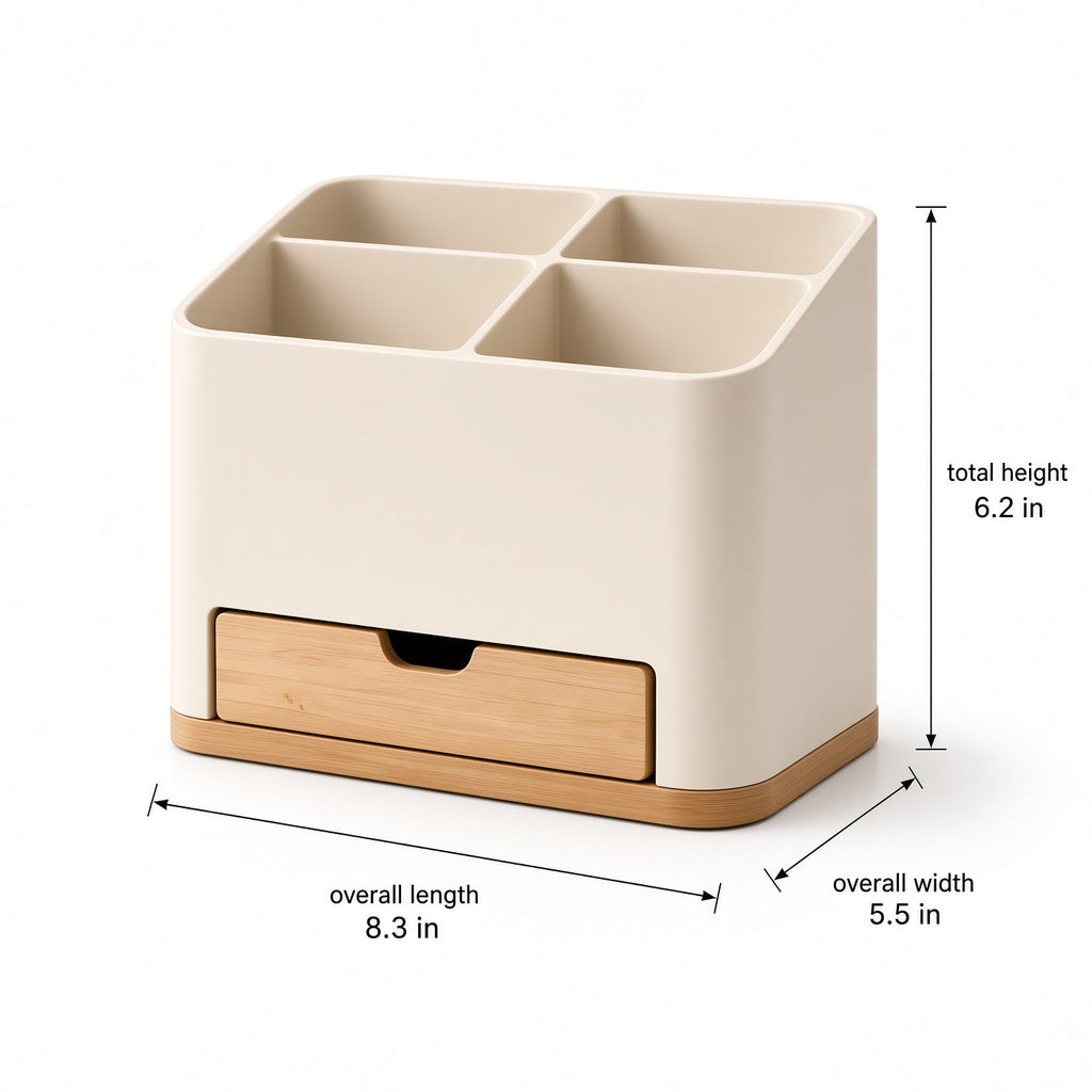 2-Compartment Silverware Holder with Bamboo Drain Drawer